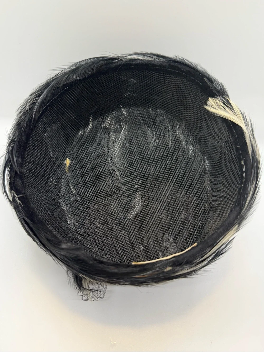 Black and Blonde Feather Cocktail Hat - Women's Feathered Headpiece